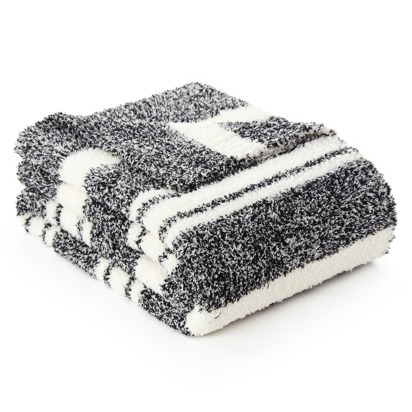 Snuggle Sac Buttery Grey Throw Blanket for Couch, Reversible Super Soft Warm Blankets Cozy Knit Fuzzy Plush Lightweight Throws for Sofa, Bed, Heather Grey, 50"x 60"