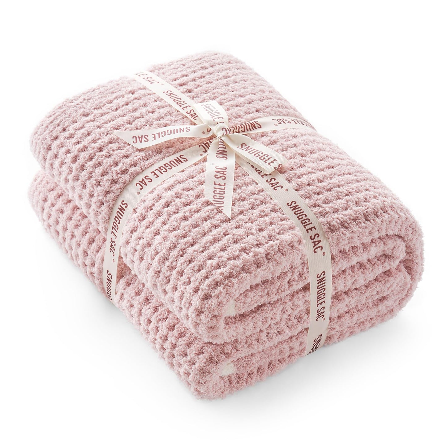 Snuggle Sac Ultra Soft Waffle Throw Blanket for Couch Bed Sofa 50x60 inches, Reversible Blue Blanket Microfiber Fluffy Fuzzy Cozy Knit Throws for Women Mothers Birthday Gifts
