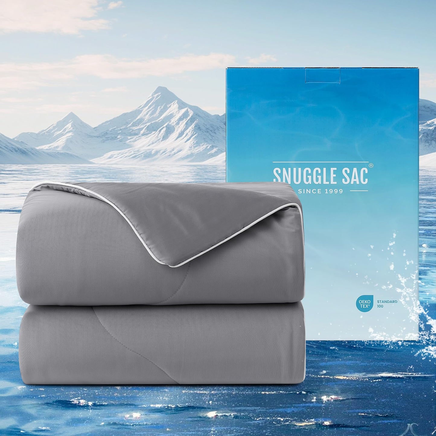 Snuggle Sac Cooling Comforter Twin Size, Breathable Cooling Blankets for Hot Sleepers and Night Sweats, Summer Comforters for Twin Size Bed, Soft Lightweight Blankets, 68x90 Inches, Dark Grey