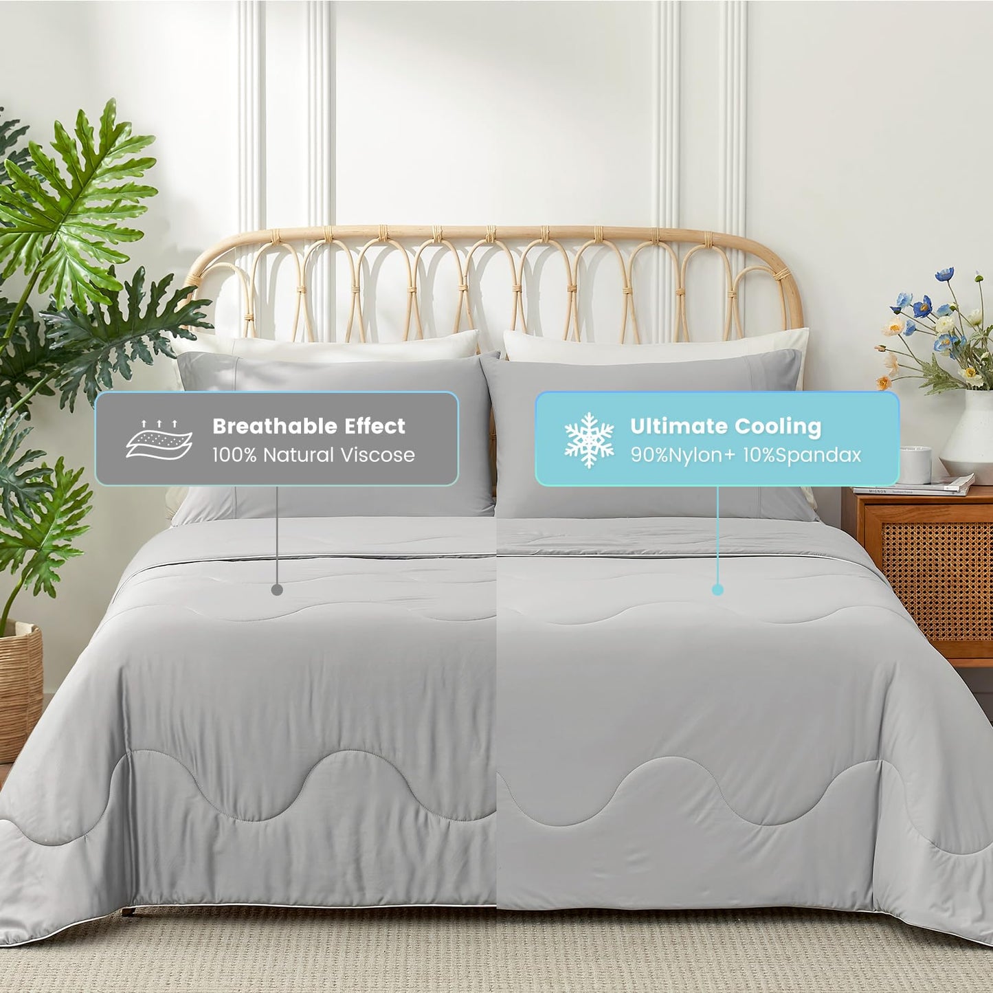 Snuggle Sac Cooling Comforter Twin Size, Breathable Cooling Blankets for Hot Sleepers and Night Sweats, Summer Comforters for Twin Size Bed, Soft Lightweight Blankets, 68x90 Inches, Dark Grey