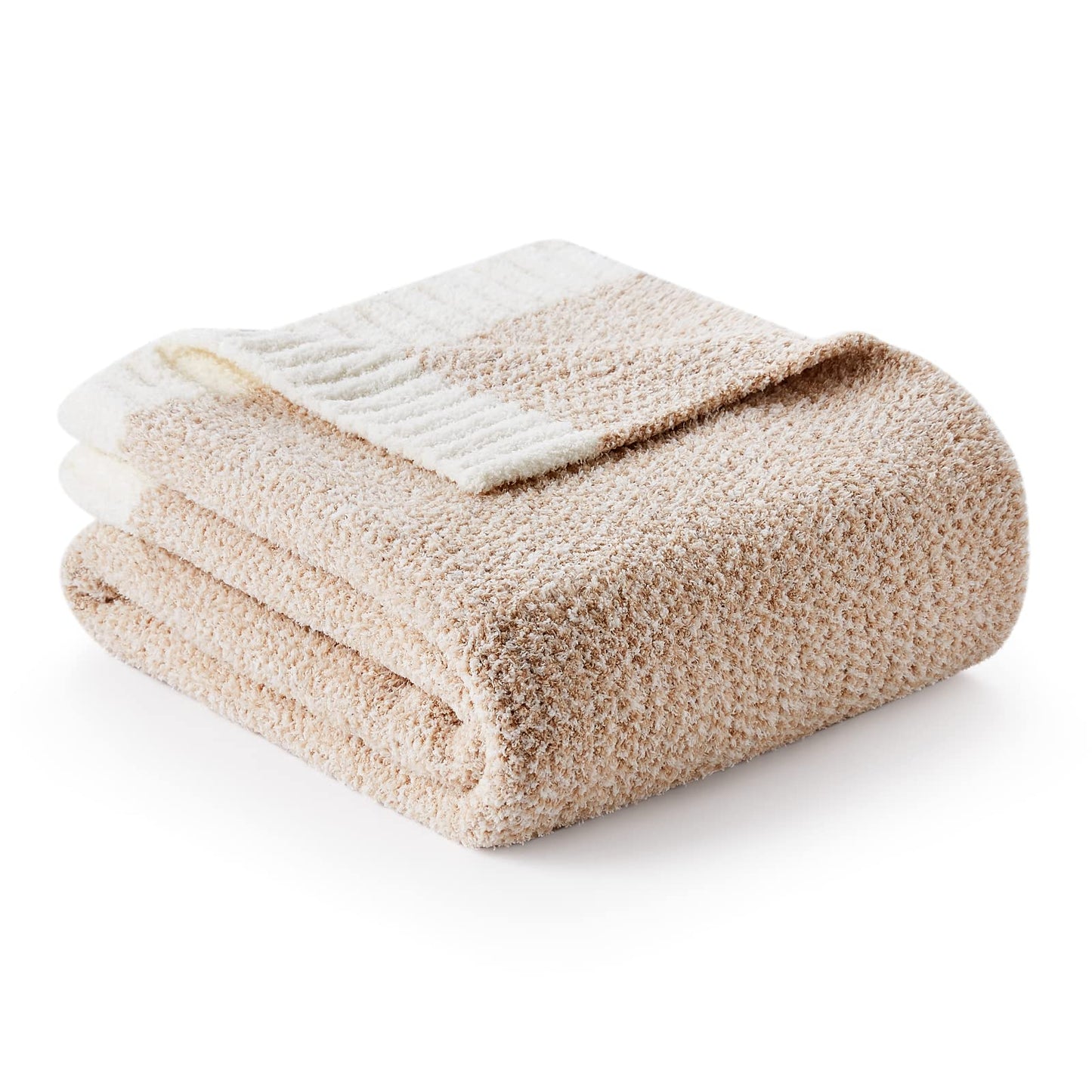 Snuggle Sac Heather Beige Throw Blankets Luxurious Microfiber Fabric, Reversible Super Soft Throws Warm Cozy Knit Fuzzy Plush Throw Blanket for Couch, Bed, Sofa, Camping, Beige,50x60 inches