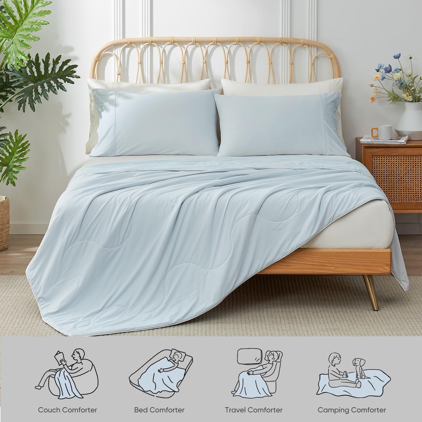 Snuggle Sac Cooling Comforter Twin Size, Breathable Cooling Blankets for Hot Sleepers and Night Sweats, Summer Comforters for Twin Size Bed, Soft Lightweight Blankets, 68x90 Inches, Dark Grey