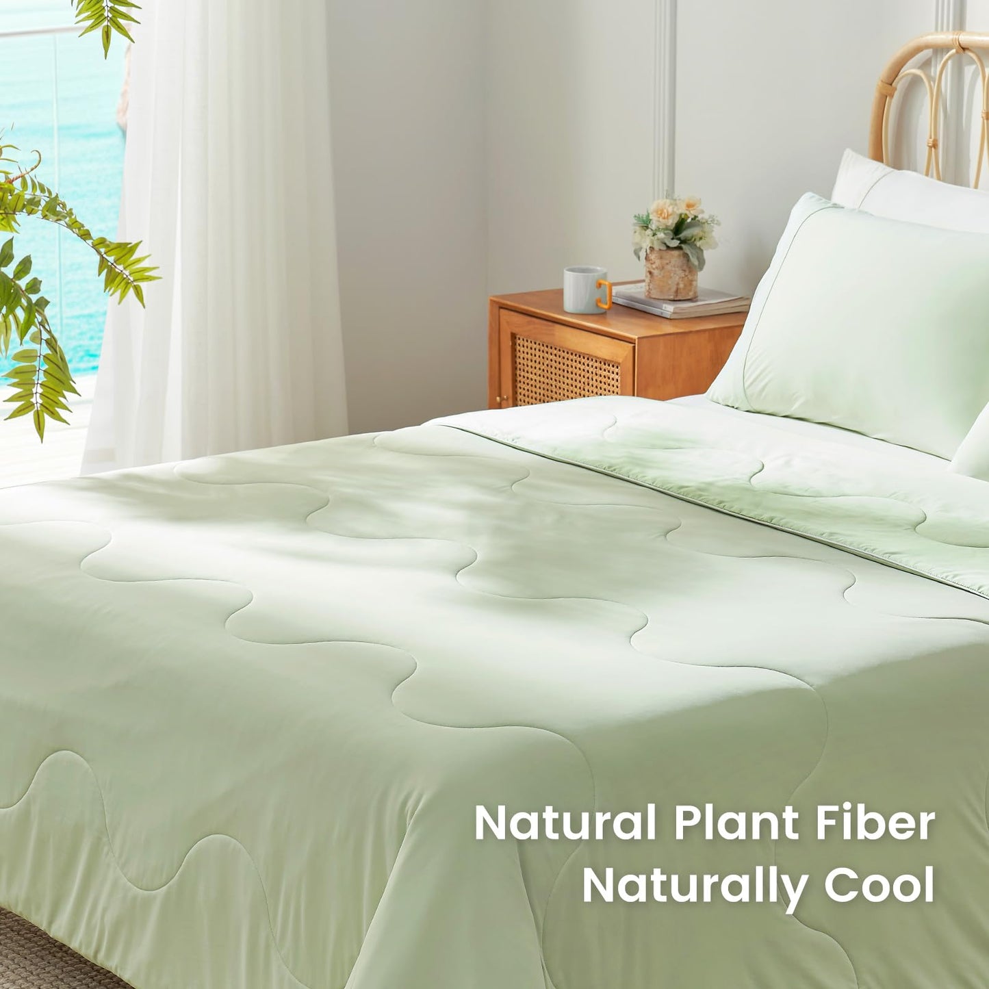 Snuggle Sac Cooling Comforter Sage Green Twin Size, Breathable Cooling Blankets for Hot Sleepers and Night Sweats, Summer Comforters for Bed, Soft Lightweight Silk Smooth, 68x90 Inches, Sage Green