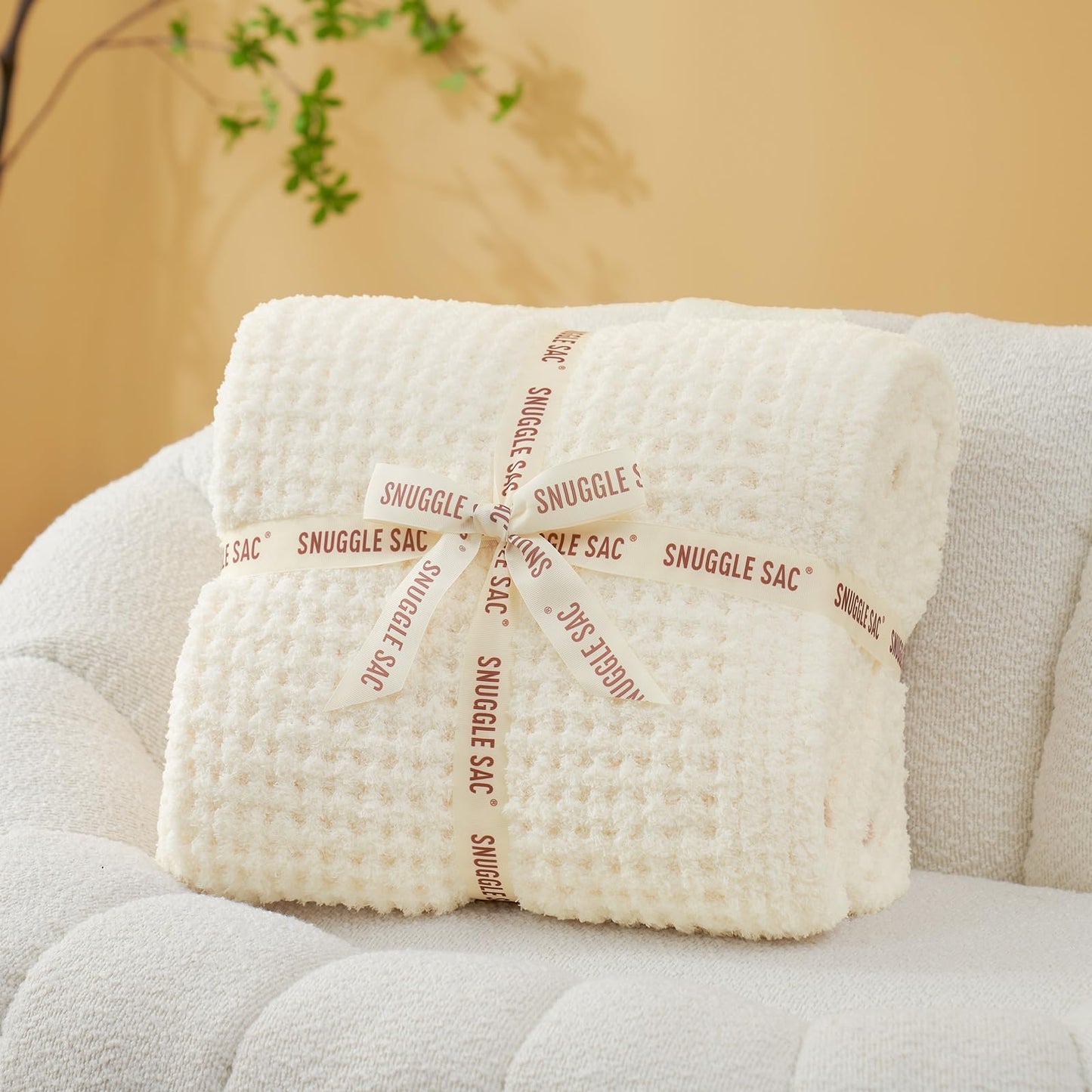 Snuggle Sac Ultra Soft Waffle Throw Blanket for Couch Bed Sofa 50x60 inches, Reversible Blue Blanket Microfiber Fluffy Fuzzy Cozy Knit Throws for Women Mothers Birthday Gifts