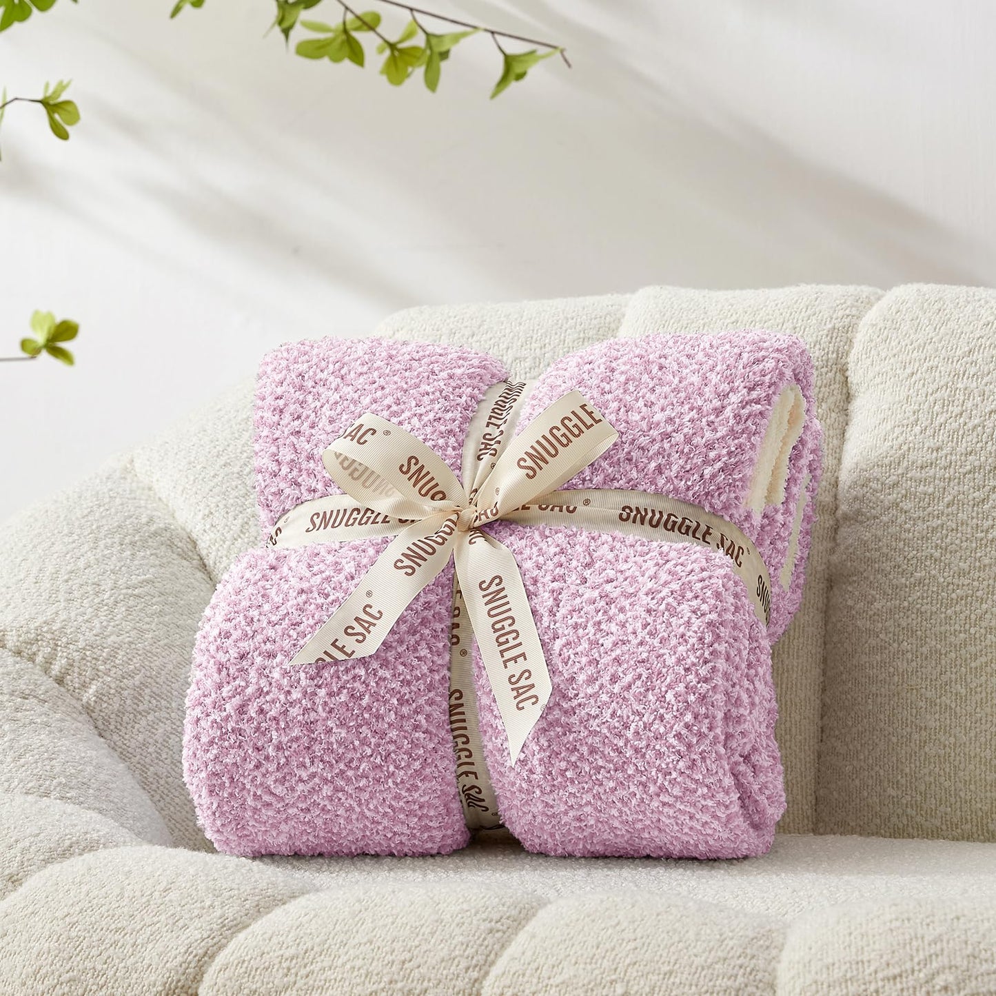 Snuggle Sac Heather Beige Throw Blankets Luxurious Microfiber Fabric, Reversible Super Soft Throws Warm Cozy Knit Fuzzy Plush Throw Blanket for Couch, Bed, Sofa, Camping, Beige,50x60 inches