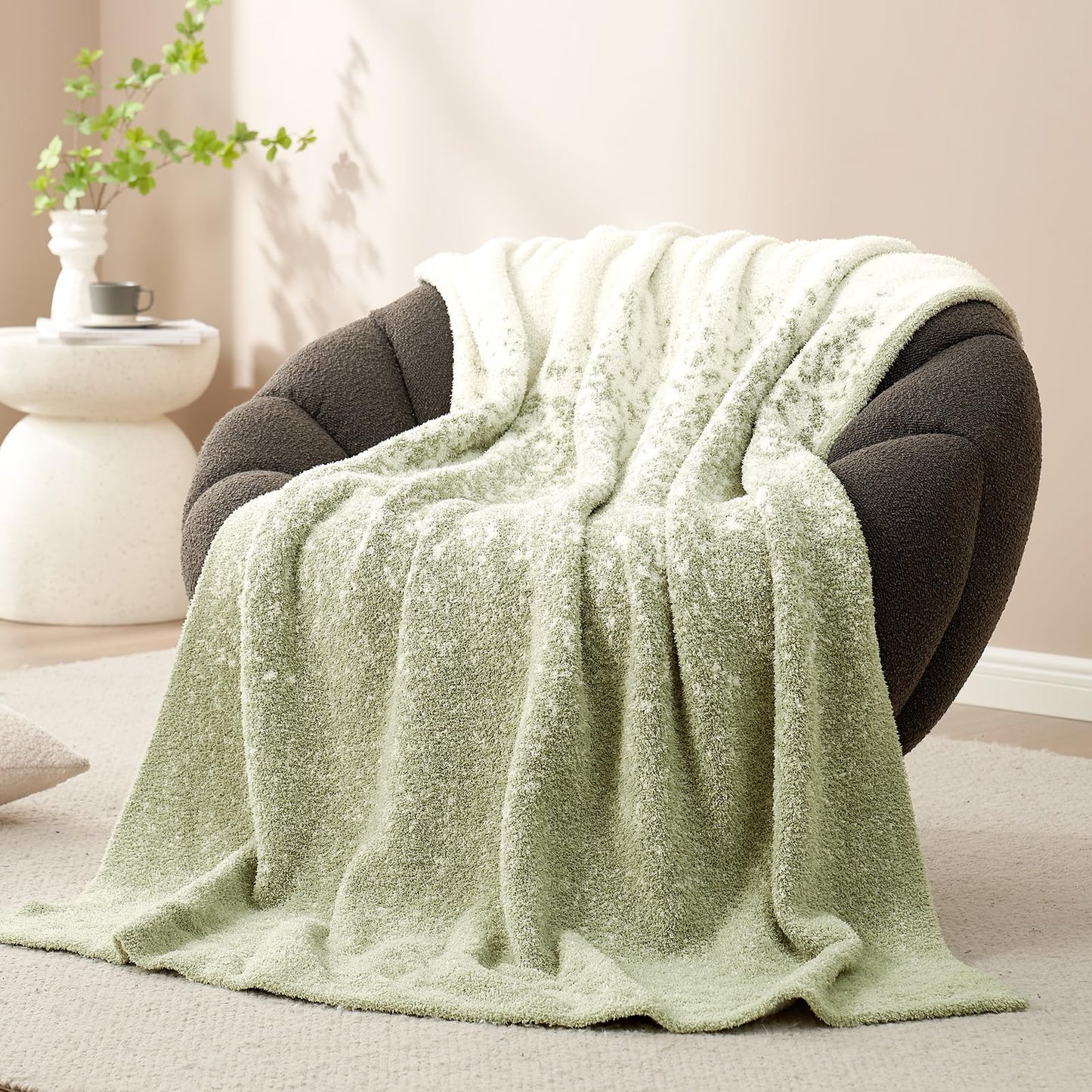 Snuggle Sac Buttery Grey Throw Blanket for Couch, Reversible Super Soft Warm Blankets Cozy Knit Fuzzy Plush Lightweight Throws for Sofa, Bed, Heather Grey, 50"x 60"