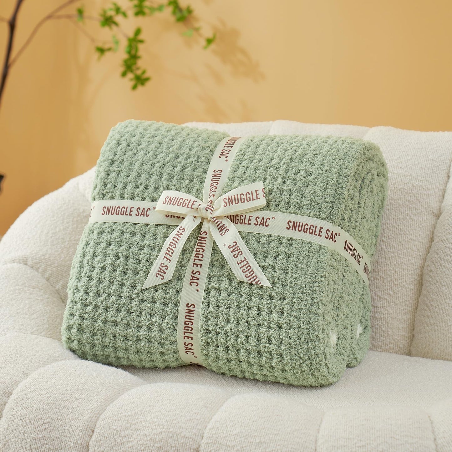 Snuggle Sac Ultra Soft Waffle Throw Blanket for Couch Bed Sofa 50x60 inches, Reversible Blue Blanket Microfiber Fluffy Fuzzy Cozy Knit Throws for Women Mothers Birthday Gifts