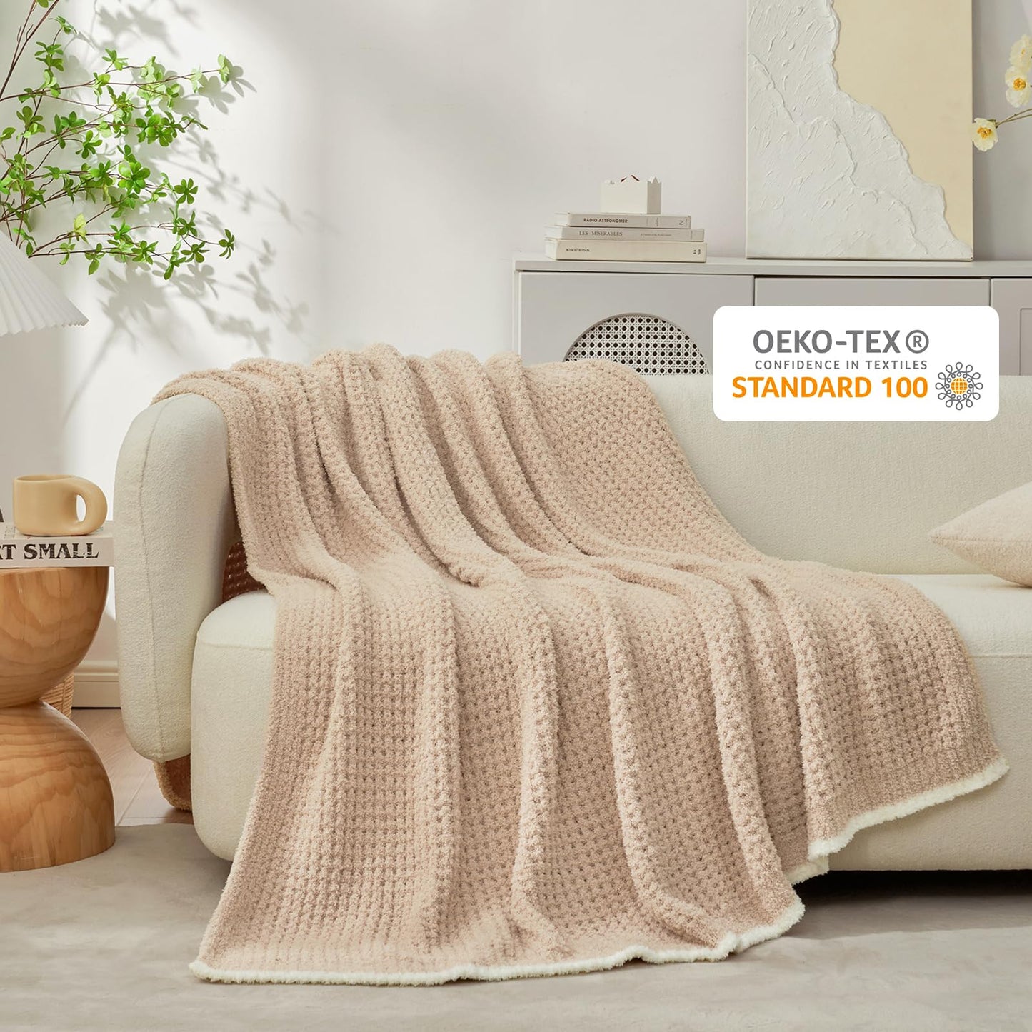 Snuggle Sac Ultra Soft Waffle Throw Blanket for Couch Bed Sofa 50x60 inches, Reversible Blue Blanket Microfiber Fluffy Fuzzy Cozy Knit Throws for Women Mothers Birthday Gifts