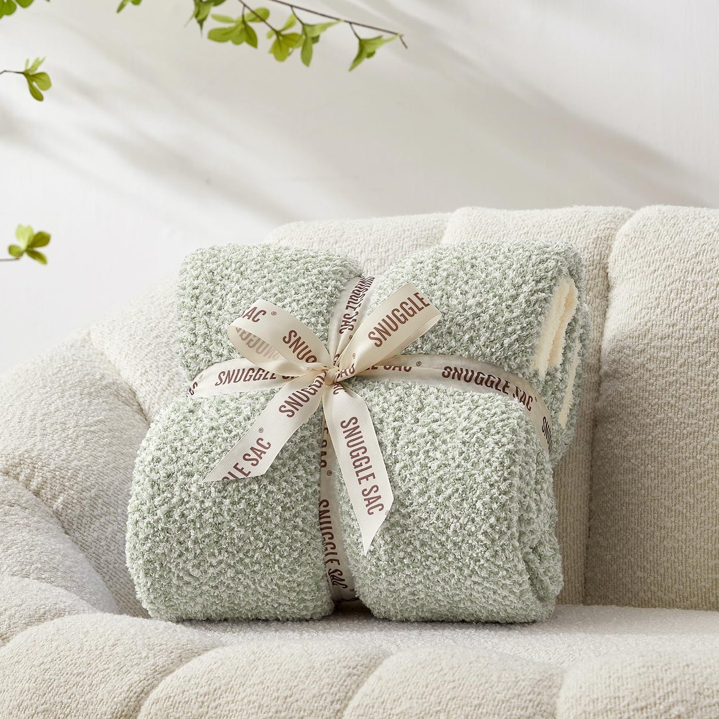 Snuggle Sac Buttery Grey Throw Blanket for Couch, Reversible Super Soft Warm Blankets Cozy Knit Fuzzy Plush Lightweight Throws for Sofa, Bed, Heather Grey, 50"x 60"