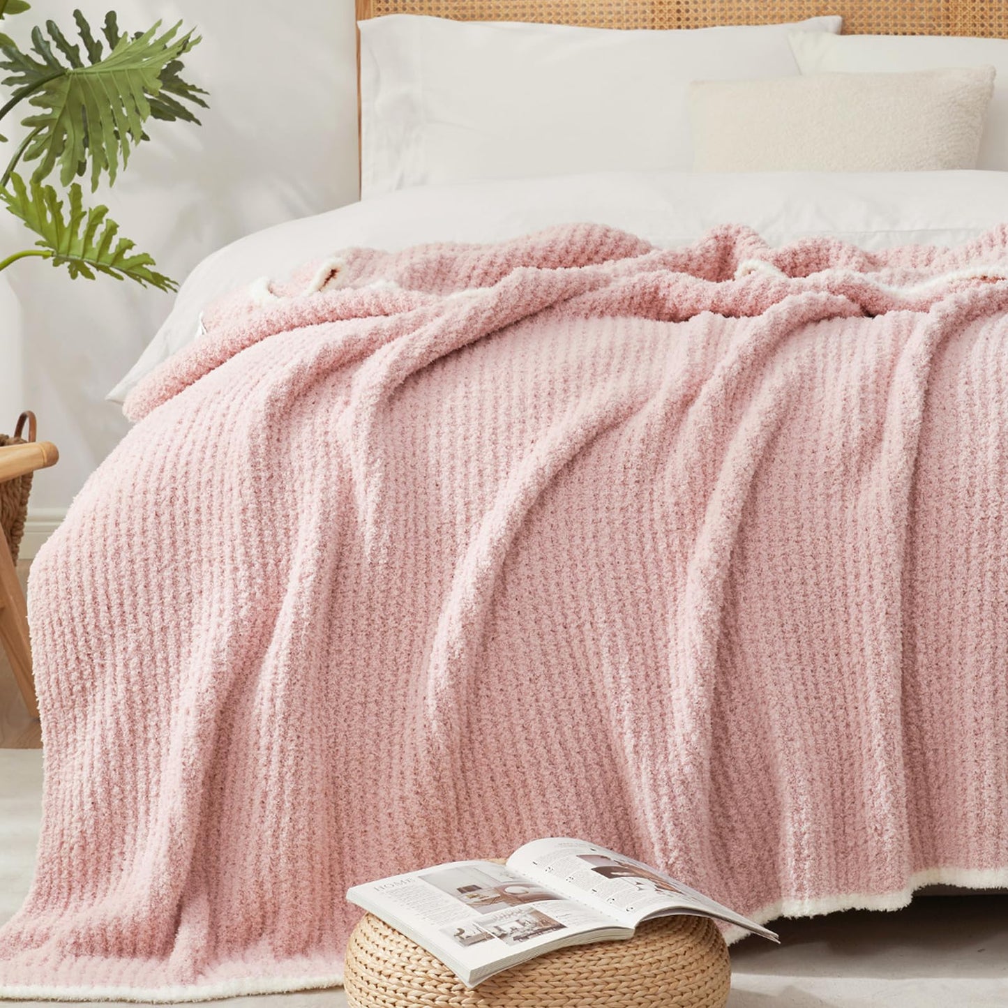 Snuggle Sac Ultra Soft Waffle Throw Blanket for Couch Bed Sofa 50x60 inches, Reversible Blue Blanket Microfiber Fluffy Fuzzy Cozy Knit Throws for Women Mothers Birthday Gifts
