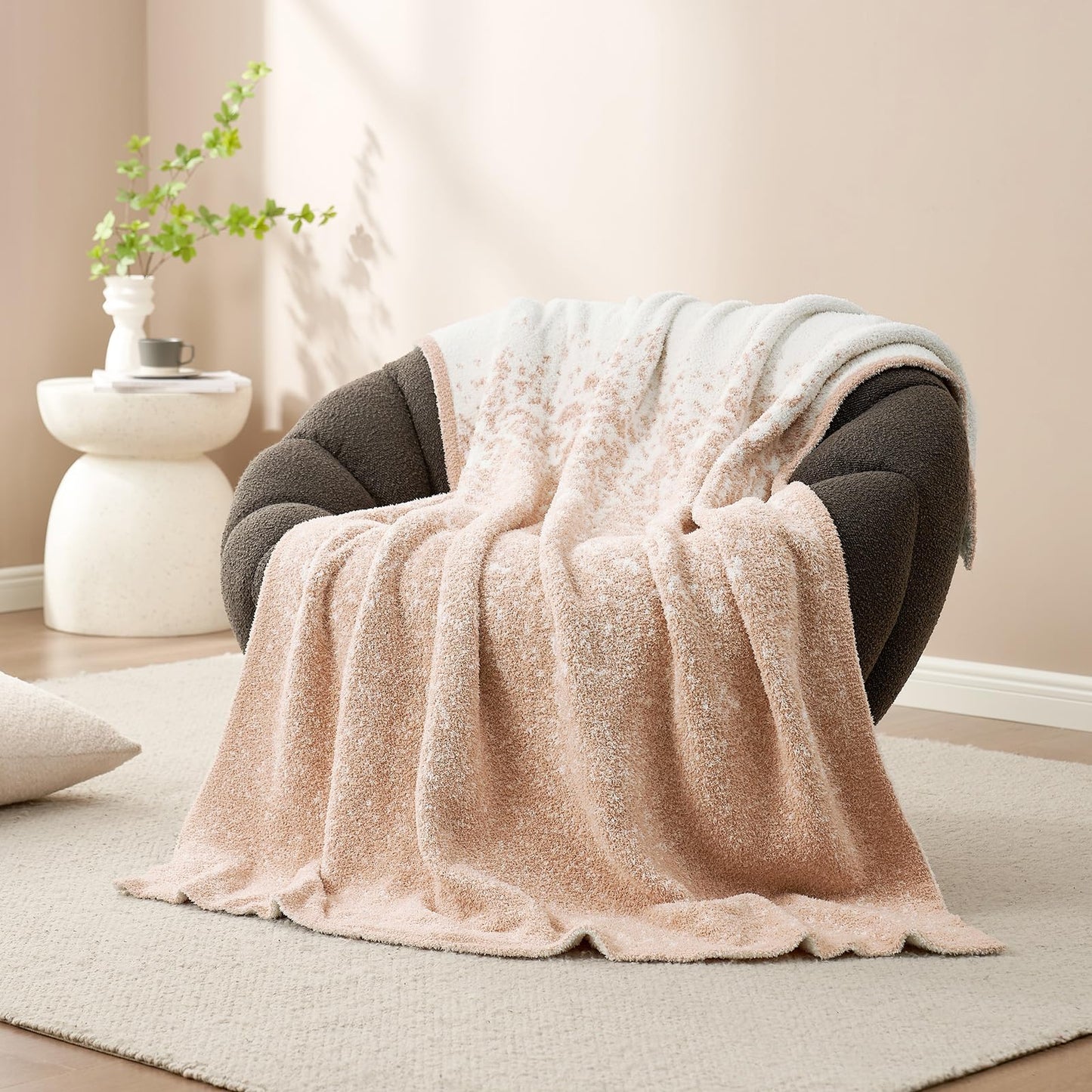 Snuggle Sac Buttery Grey Throw Blanket for Couch, Reversible Super Soft Warm Blankets Cozy Knit Fuzzy Plush Lightweight Throws for Sofa, Bed, Heather Grey, 50"x 60"
