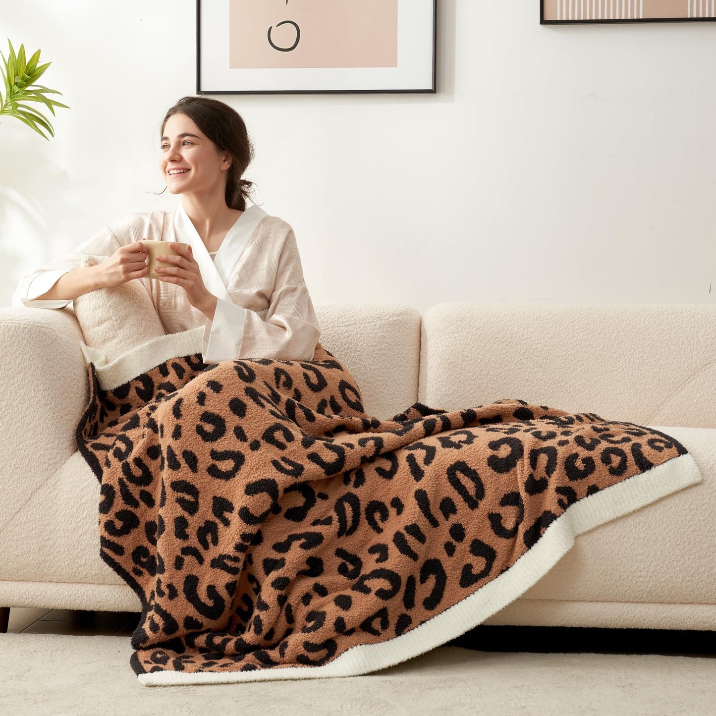 Snuggle Sac Ultra Soft, Warm Plush Blanket - Reversible Cheetah/Pink Leopard Throw, 50x60 inches