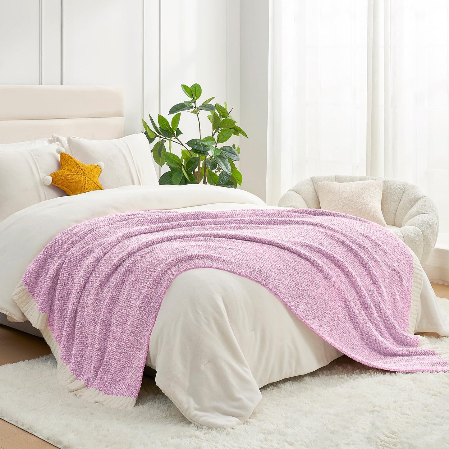 Snuggle Sac Buttery Grey Throw Blanket for Couch, Reversible Super Soft Warm Blankets Cozy Knit Fuzzy Plush Lightweight Throws for Sofa, Bed, Heather Grey, 50"x 60"