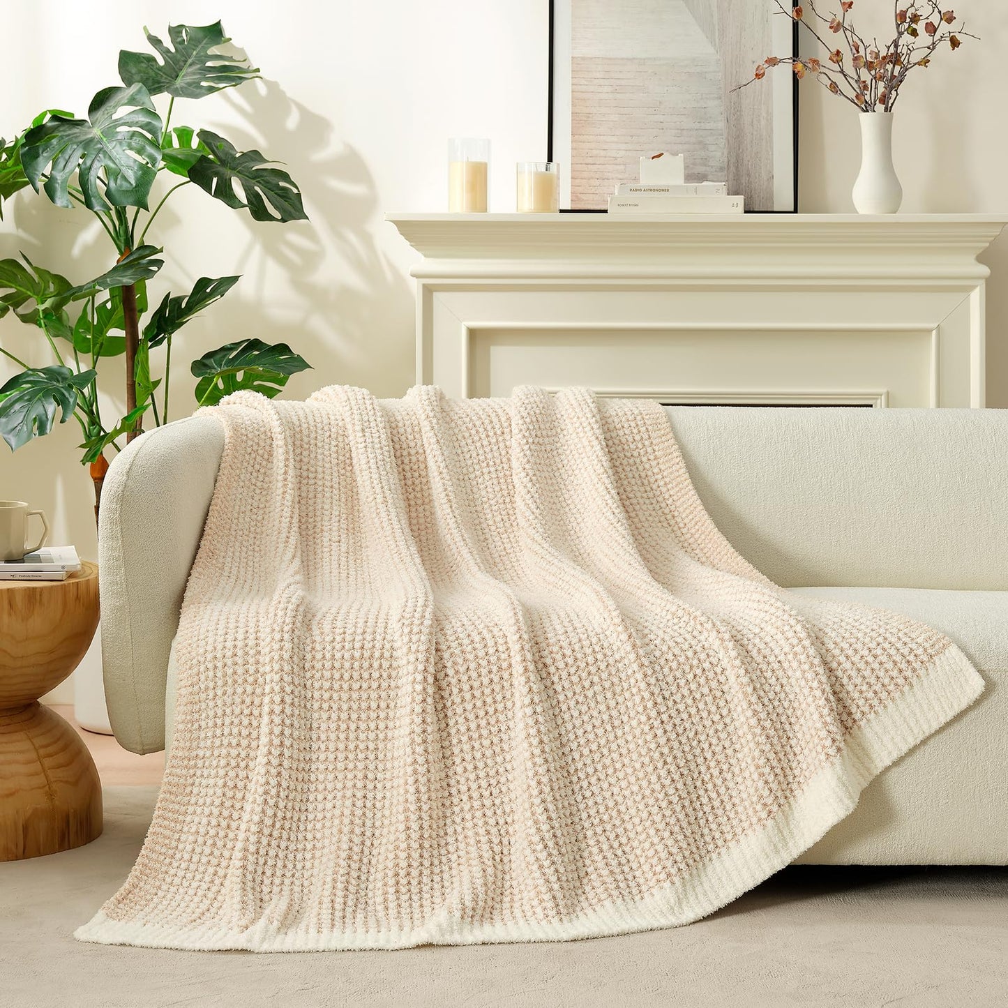 Snuggle Sac Ultra Soft Waffle Throw Blanket for Couch Bed Sofa 50x60 inches, Reversible Blue Blanket Microfiber Fluffy Fuzzy Cozy Knit Throws for Women Mothers Birthday Gifts