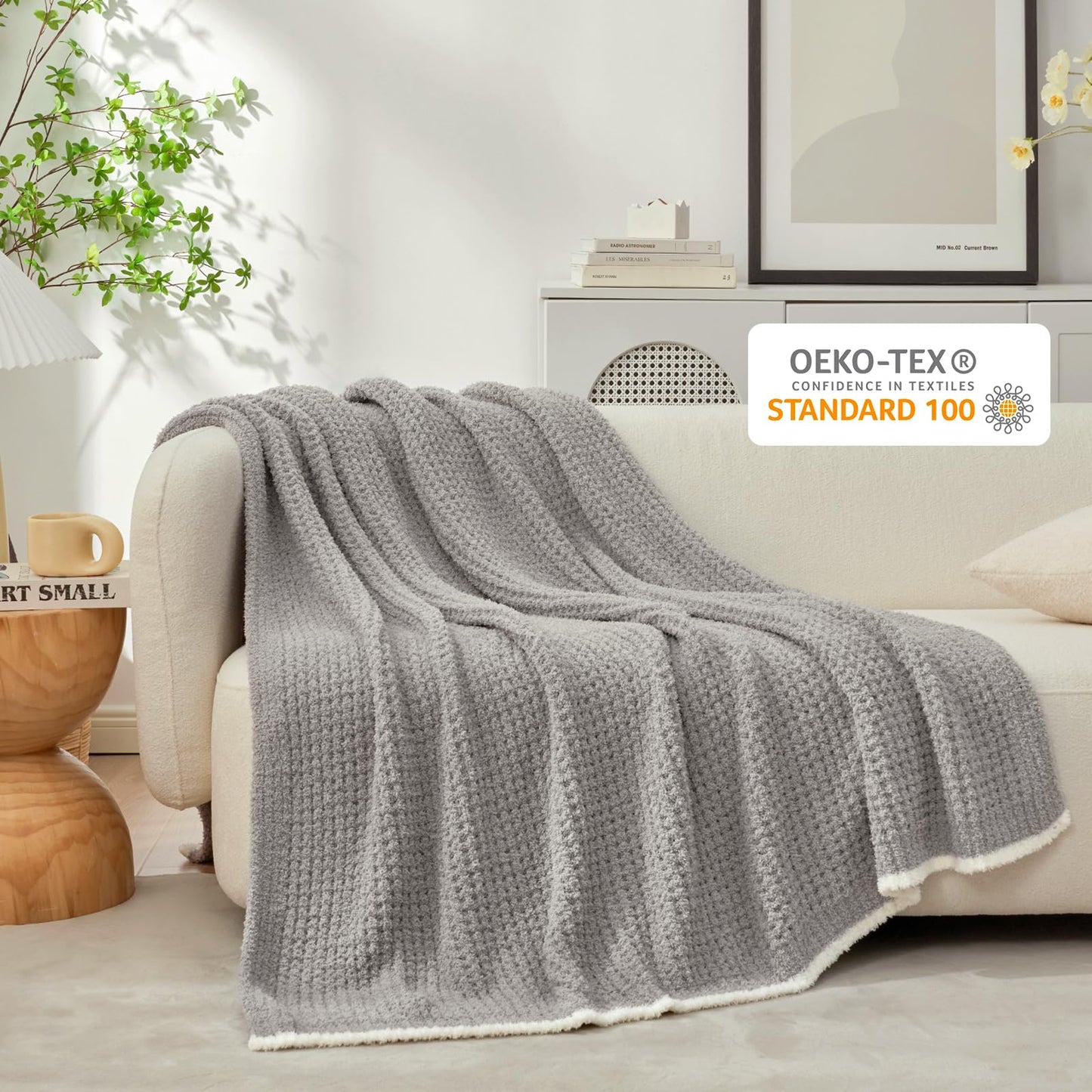 Snuggle Sac Ultra Soft Waffle Throw Blanket for Couch Bed Sofa 50x60 inches, Reversible Blue Blanket Microfiber Fluffy Fuzzy Cozy Knit Throws for Women Mothers Birthday Gifts