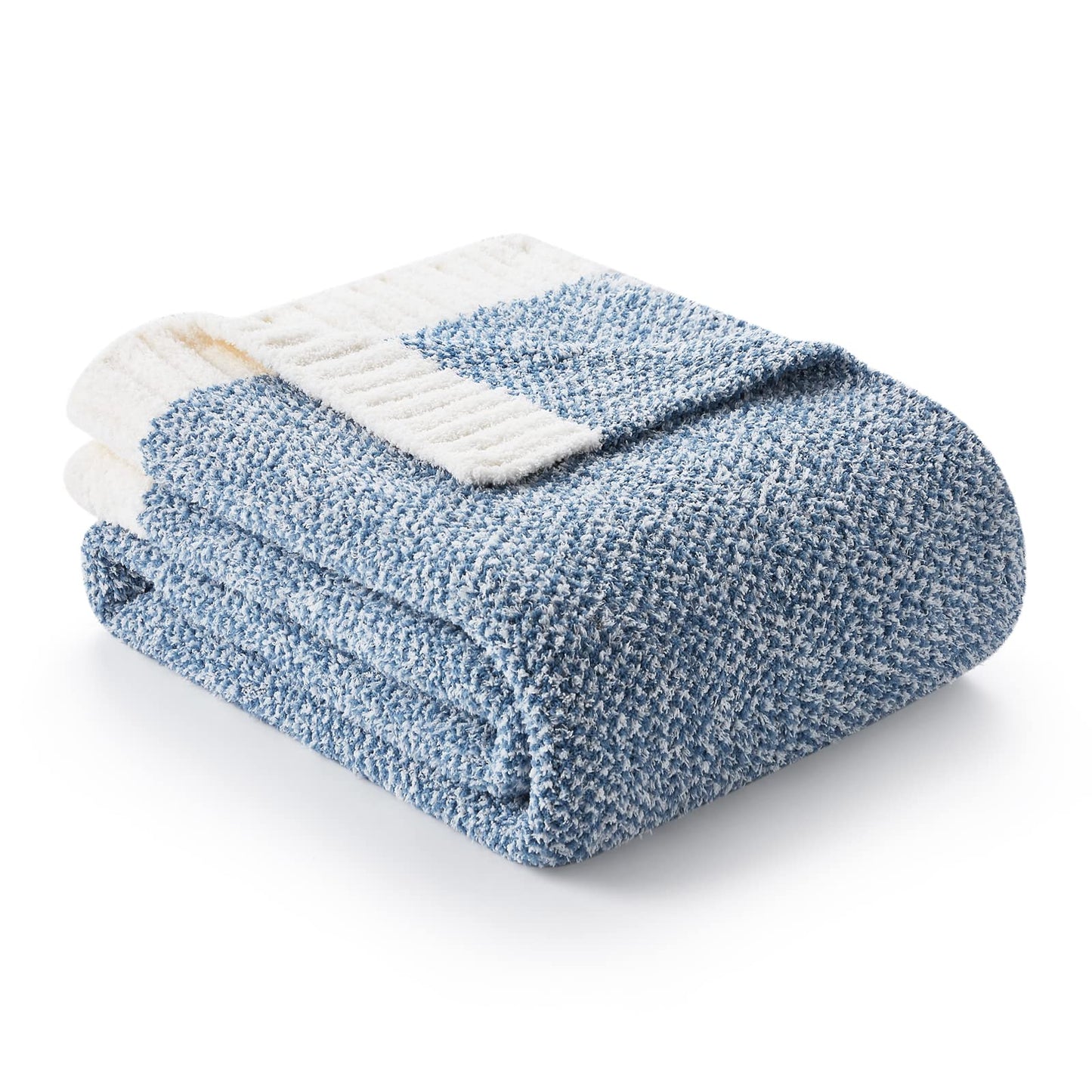 Snuggle Sac Buttery Grey Throw Blanket for Couch, Reversible Super Soft Warm Blankets Cozy Knit Fuzzy Plush Lightweight Throws for Sofa, Bed, Heather Grey, 50"x 60"