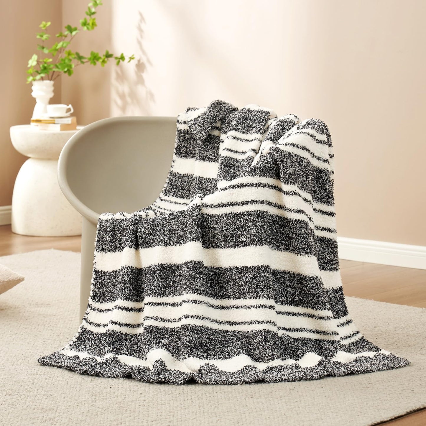Snuggle Sac Buttery Grey Throw Blanket for Couch, Reversible Super Soft Warm Blankets Cozy Knit Fuzzy Plush Lightweight Throws for Sofa, Bed, Heather Grey, 50"x 60"