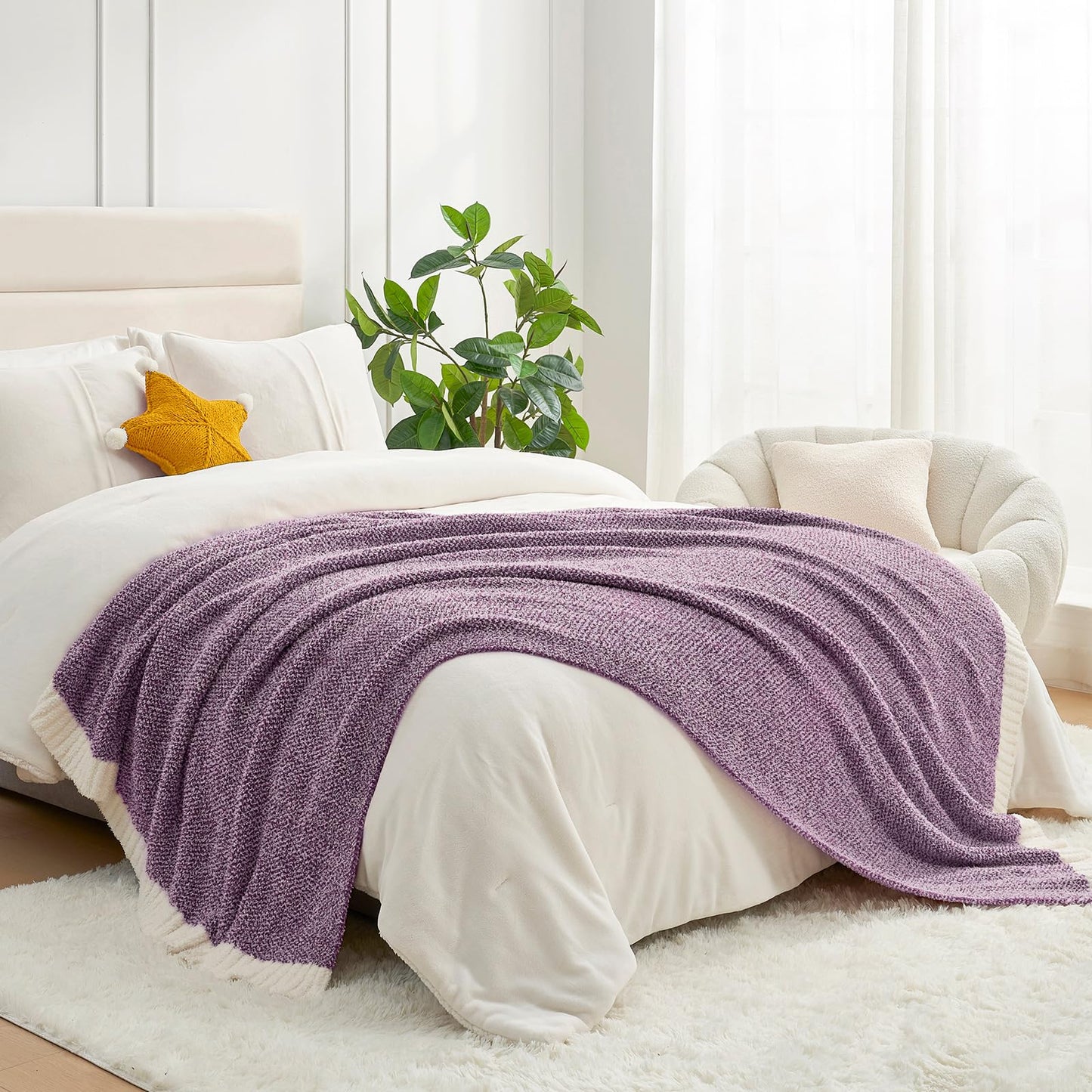 Snuggle Sac Buttery Grey Throw Blanket for Couch, Reversible Super Soft Warm Blankets Cozy Knit Fuzzy Plush Lightweight Throws for Sofa, Bed, Heather Grey, 50"x 60"