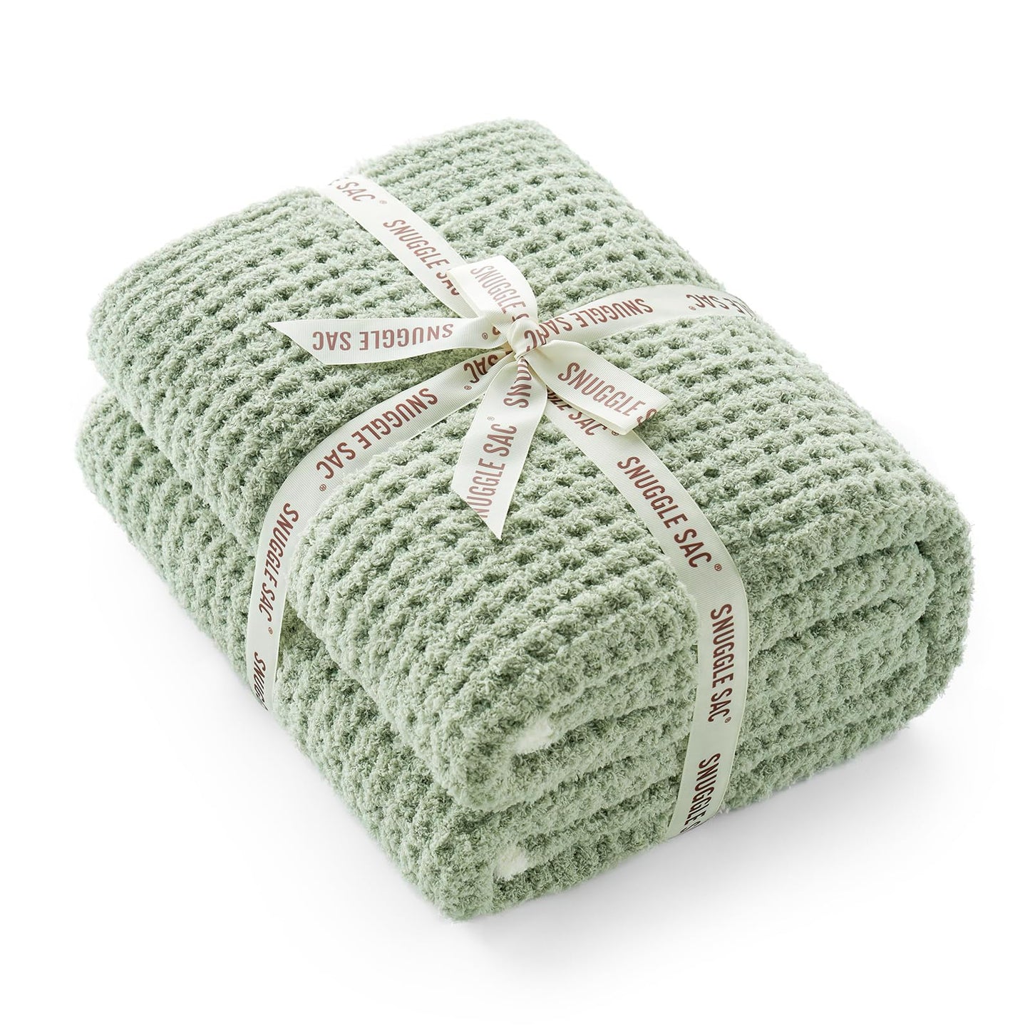 Snuggle Sac Ultra Soft Waffle Throw Blanket for Couch Bed Sofa 50x60 inches, Reversible Blue Blanket Microfiber Fluffy Fuzzy Cozy Knit Throws for Women Mothers Birthday Gifts