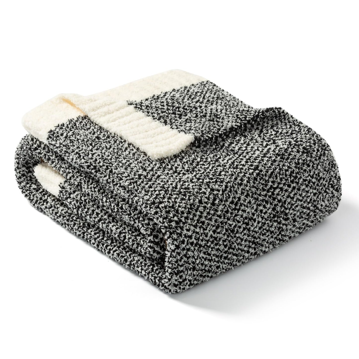 Snuggle Sac Buttery Grey Throw Blanket for Couch, Reversible Super Soft Warm Blankets Cozy Knit Fuzzy Plush Lightweight Throws for Sofa, Bed, Heather Grey, 50"x 60"