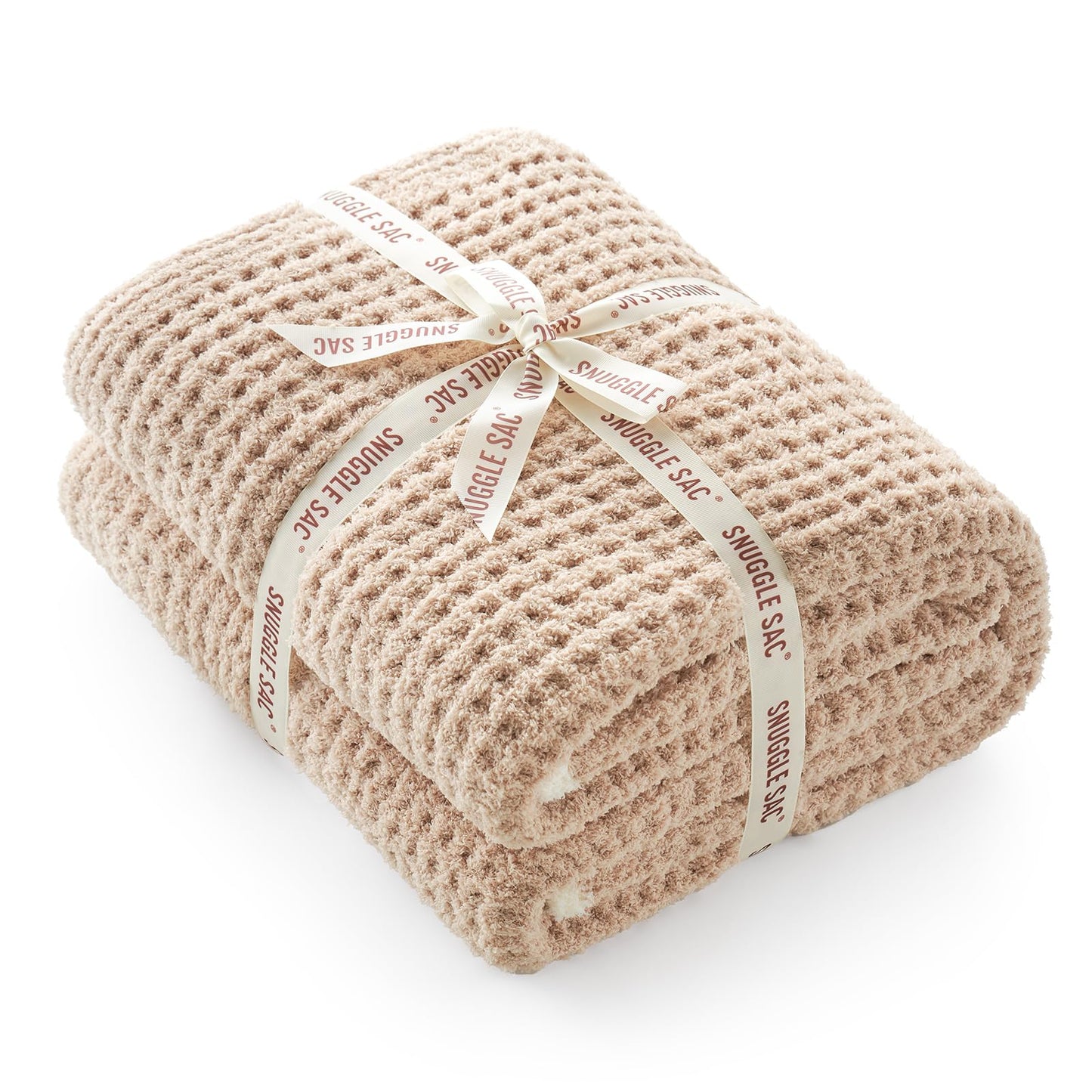 Snuggle Sac Ultra Soft Waffle Throw Blanket for Couch Bed Sofa 50x60 inches, Reversible Blue Blanket Microfiber Fluffy Fuzzy Cozy Knit Throws for Women Mothers Birthday Gifts
