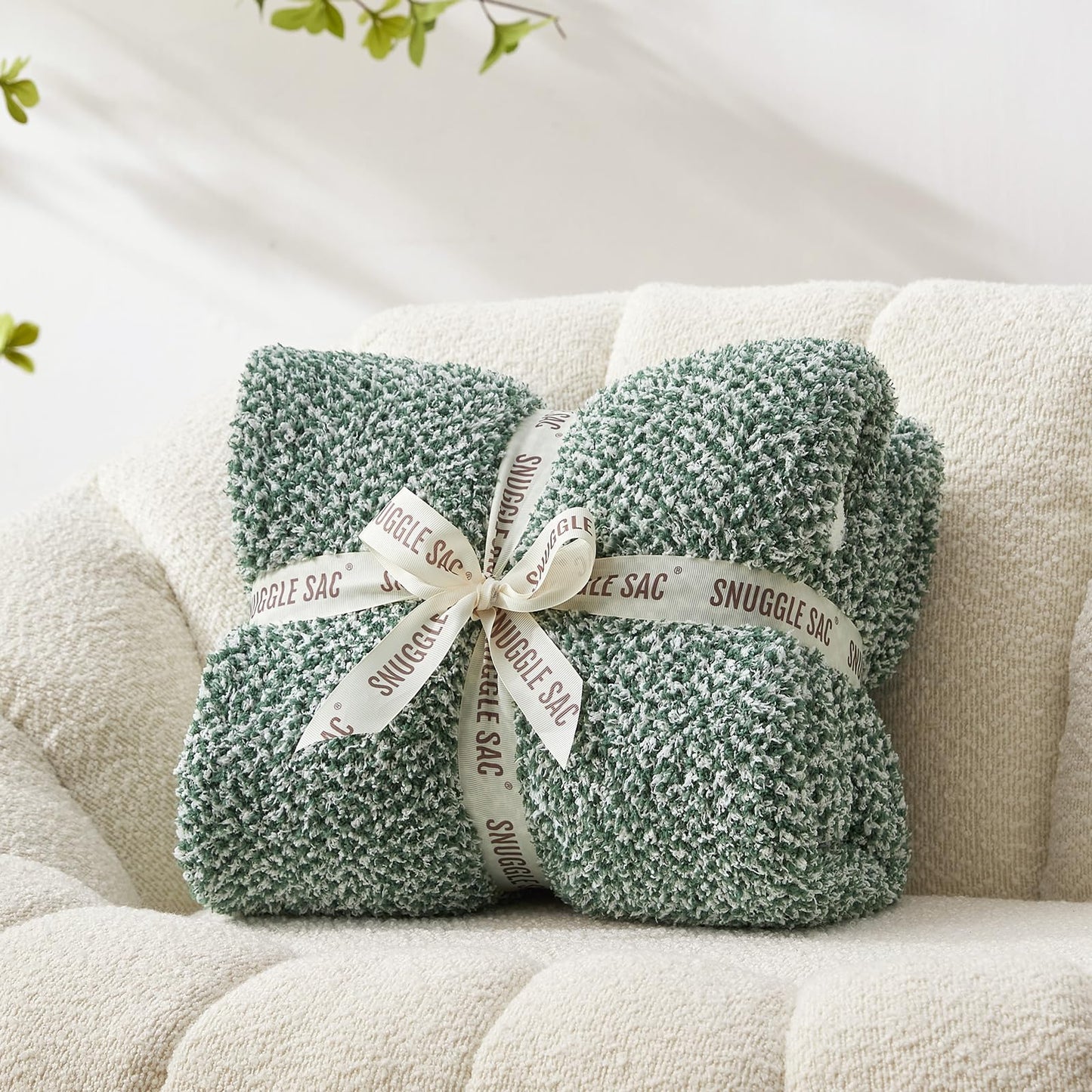 Snuggle Sac Buttery Grey Throw Blanket for Couch, Reversible Super Soft Warm Blankets Cozy Knit Fuzzy Plush Lightweight Throws for Sofa, Bed, Heather Grey, 50"x 60"