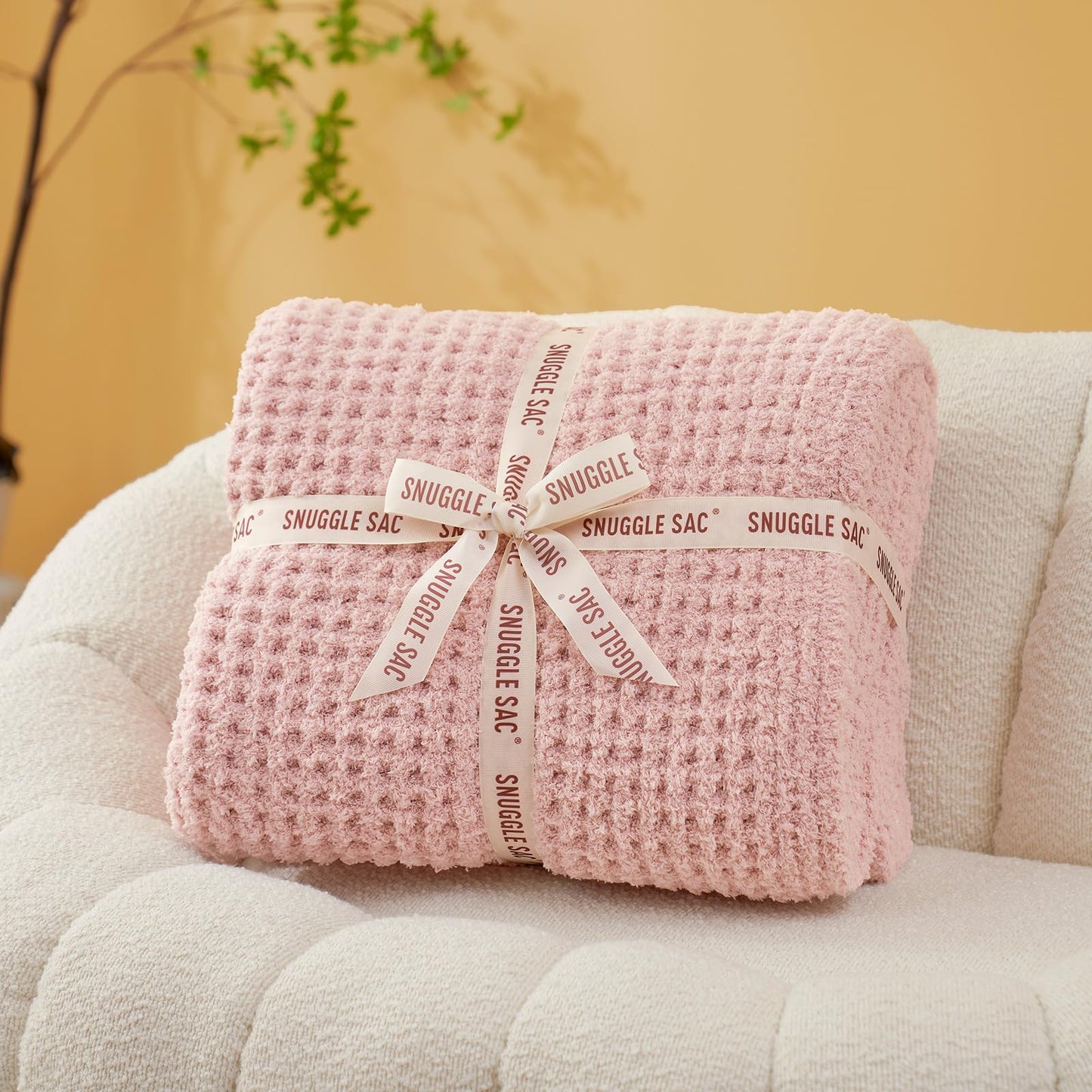 Snuggle Sac Ultra Soft Waffle Throw Blanket for Couch Bed Sofa 50x60 inches, Reversible Blue Blanket Microfiber Fluffy Fuzzy Cozy Knit Throws for Women Mothers Birthday Gifts