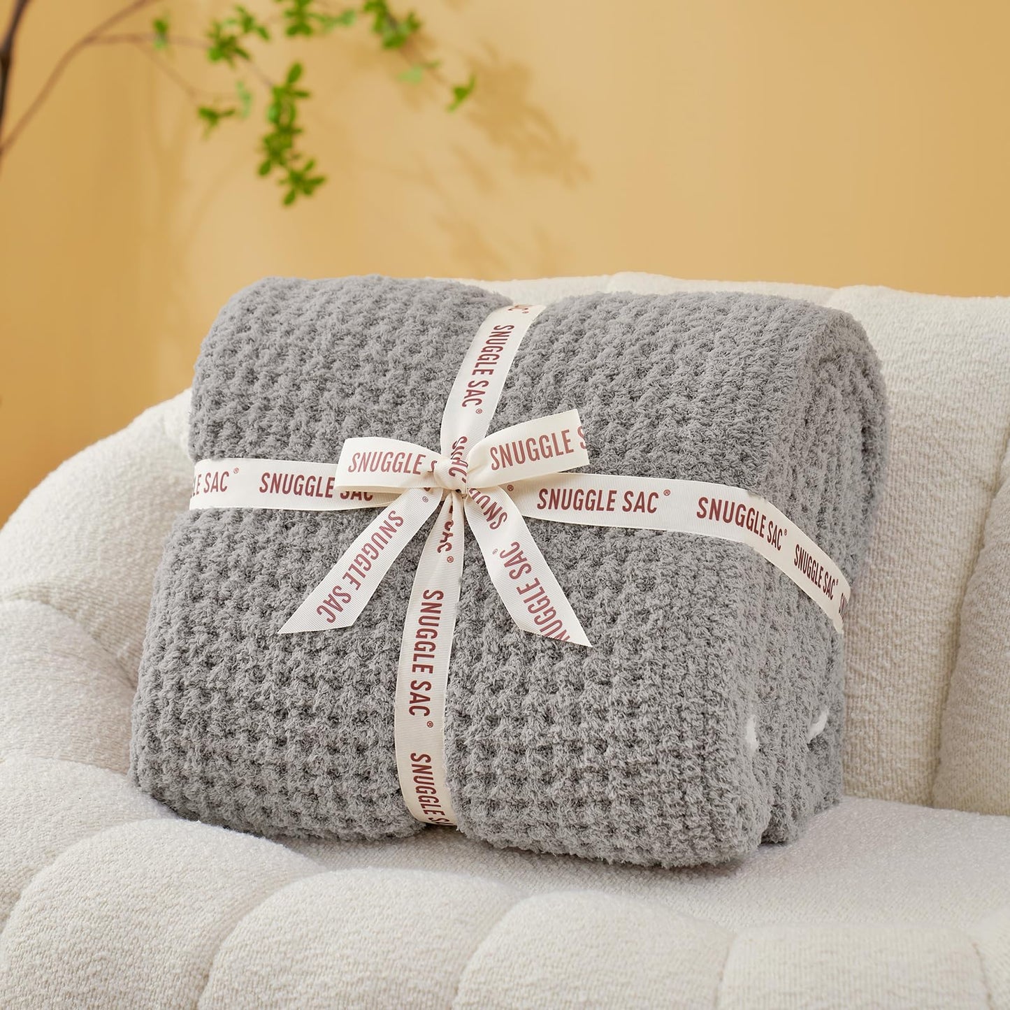 Snuggle Sac Ultra Soft Waffle Throw Blanket for Couch Bed Sofa 50x60 inches, Reversible Blue Blanket Microfiber Fluffy Fuzzy Cozy Knit Throws for Women Mothers Birthday Gifts