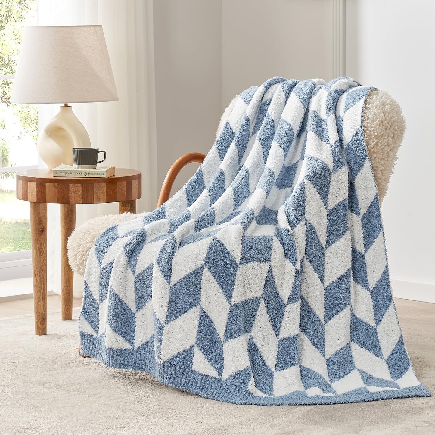 Snuggle Sac Buttery Grey Throw Blanket for Couch, Reversible Super Soft Warm Blankets Cozy Knit Fuzzy Plush Lightweight Throws for Sofa, Bed, Heather Grey, 50"x 60"