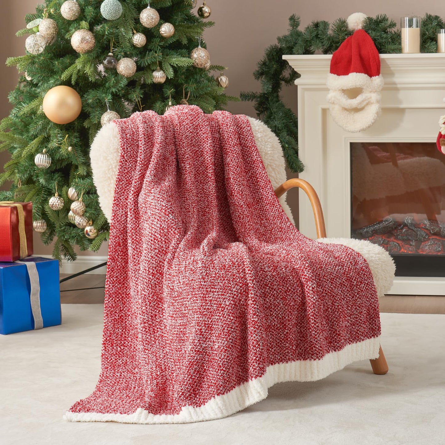 Snuggle Sac Buttery Grey Throw Blanket for Couch, Reversible Super Soft Warm Blankets Cozy Knit Fuzzy Plush Lightweight Throws for Sofa, Bed, Heather Grey, 50"x 60"