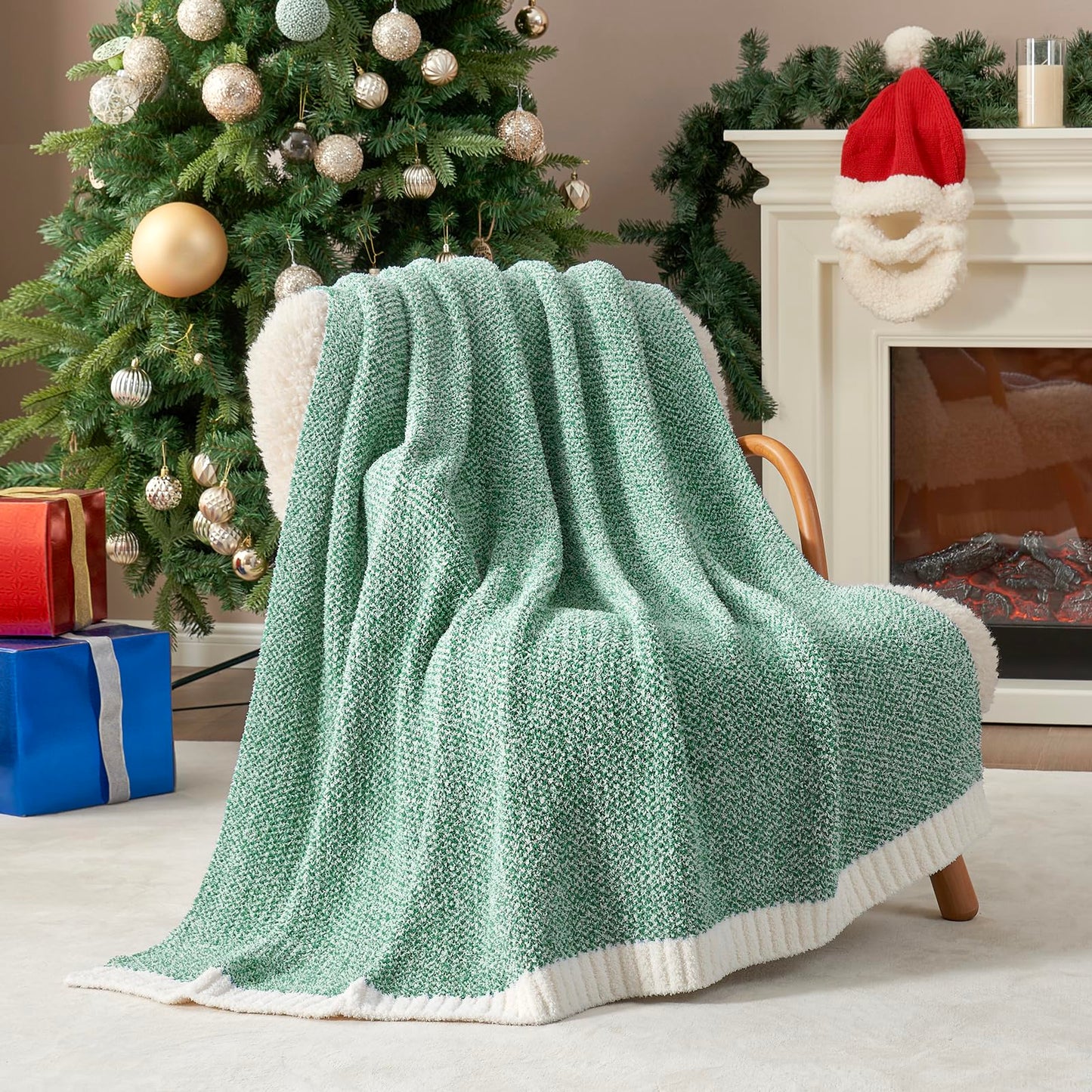 Snuggle Sac Heather Beige Throw Blankets Luxurious Microfiber Fabric, Reversible Super Soft Throws Warm Cozy Knit Fuzzy Plush Throw Blanket for Couch, Bed, Sofa, Camping, Beige,50x60 inches