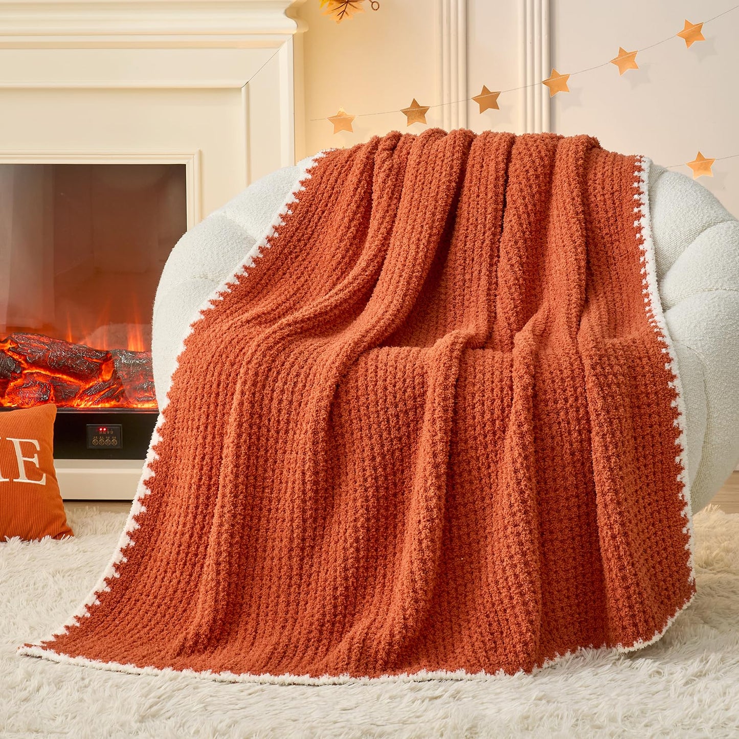 Snuggle Sac Ultra Soft Waffle Throw Blanket for Couch Bed Sofa 50x60 inches, Reversible Blue Blanket Microfiber Fluffy Fuzzy Cozy Knit Throws for Women Mothers Birthday Gifts