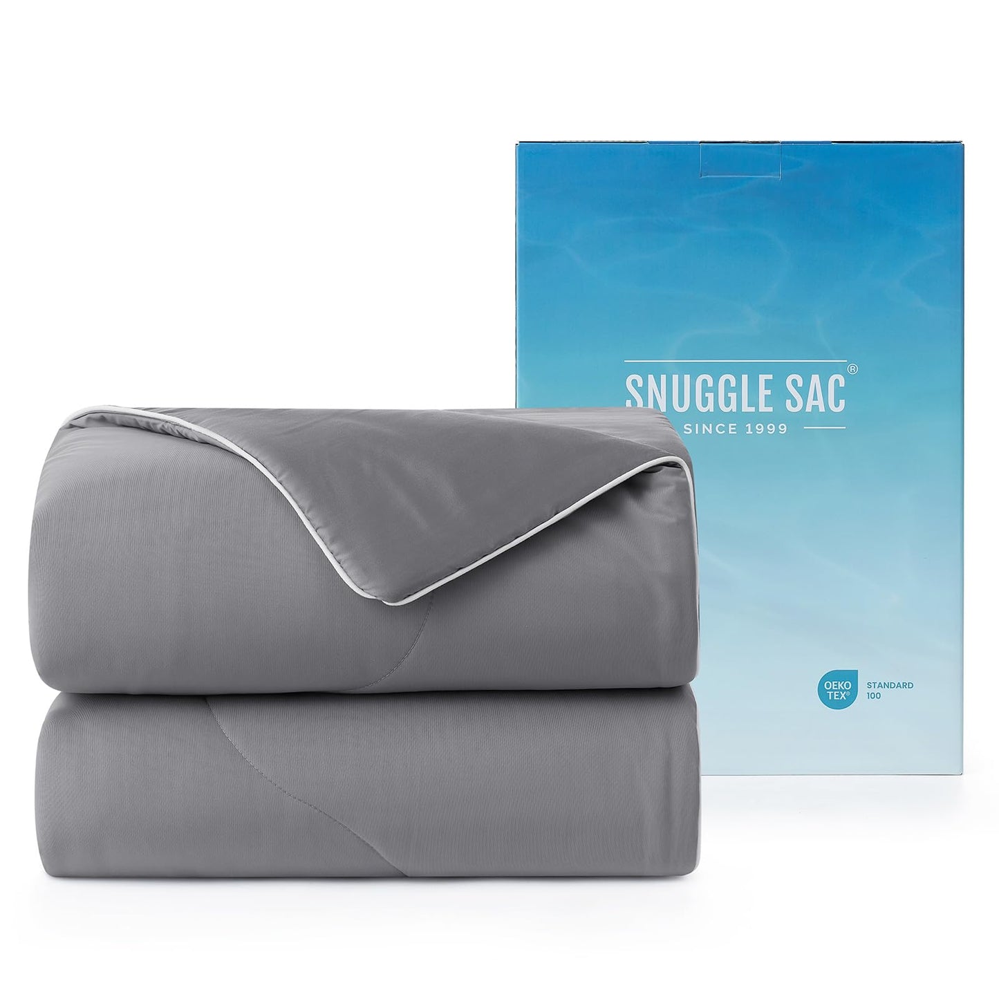 Snuggle Sac Cooling Comforter Twin Size, Breathable Cooling Blankets for Hot Sleepers and Night Sweats, Summer Comforters for Twin Size Bed, Soft Lightweight Blankets, 68x90 Inches, Dark Grey