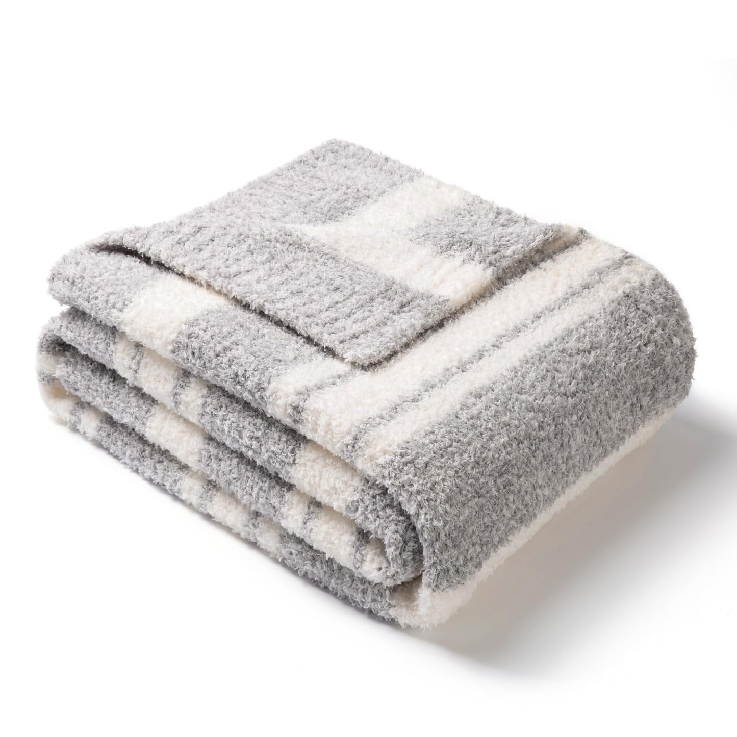 Snuggle Sac Buttery Grey Throw Blanket for Couch, Reversible Super Soft Warm Blankets Cozy Knit Fuzzy Plush Lightweight Throws for Sofa, Bed, Heather Grey, 50"x 60"
