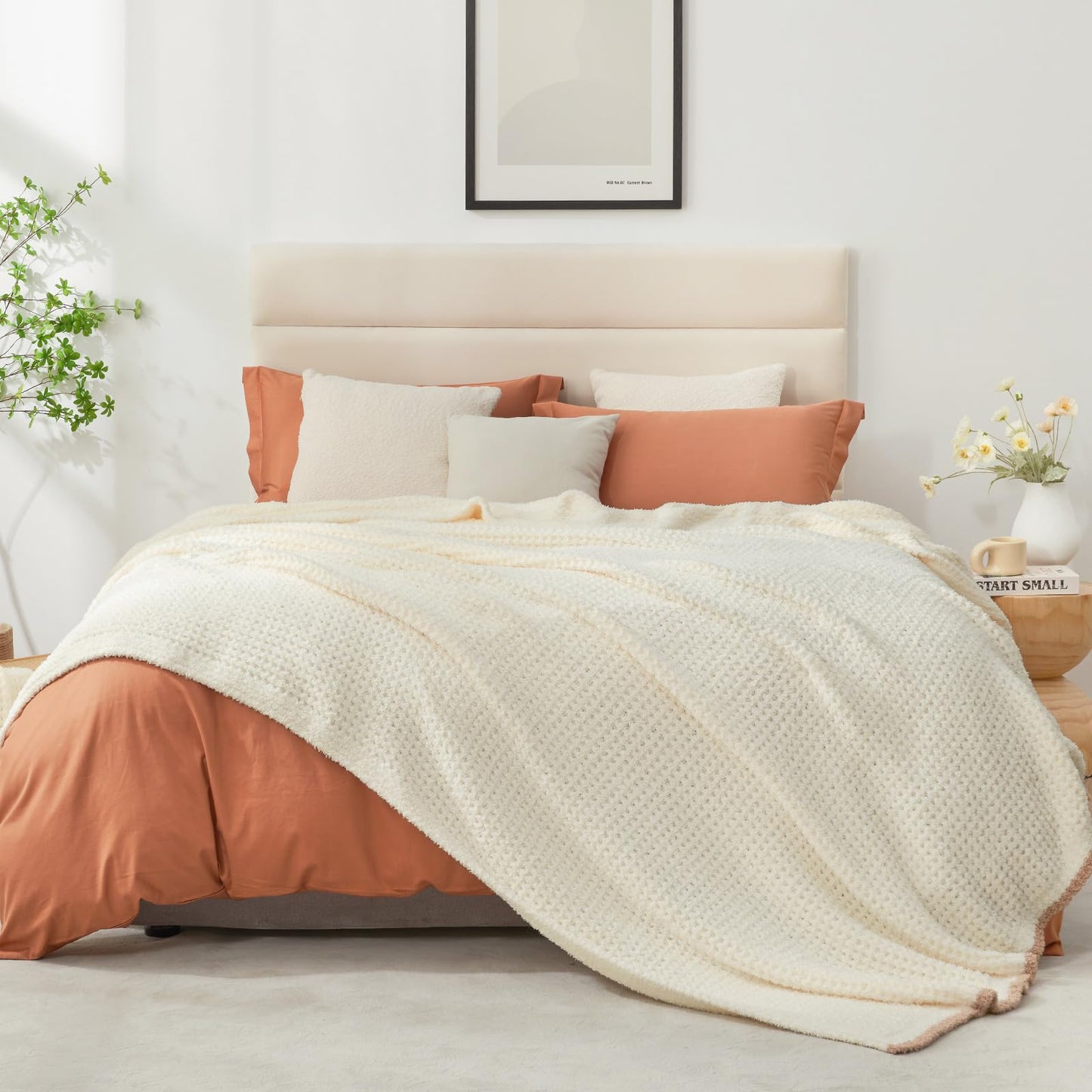 Snuggle Sac Ultra Soft Waffle Throw Blanket for Couch Bed Sofa 50x60 inches, Reversible Blue Blanket Microfiber Fluffy Fuzzy Cozy Knit Throws for Women Mothers Birthday Gifts