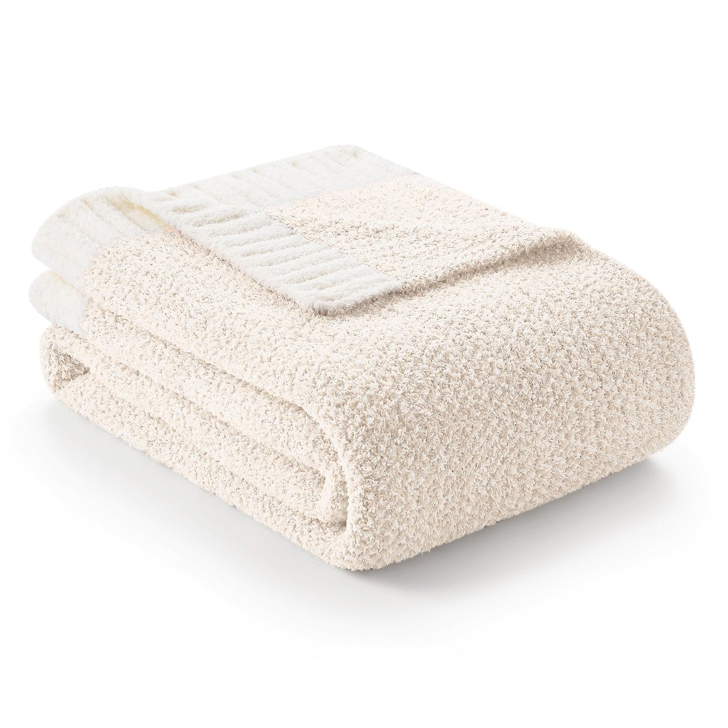 Snuggle Sac Heather Beige Throw Blankets Luxurious Microfiber Fabric, Reversible Super Soft Throws Warm Cozy Knit Fuzzy Plush Throw Blanket for Couch, Bed, Sofa, Camping, Beige,50x60 inches