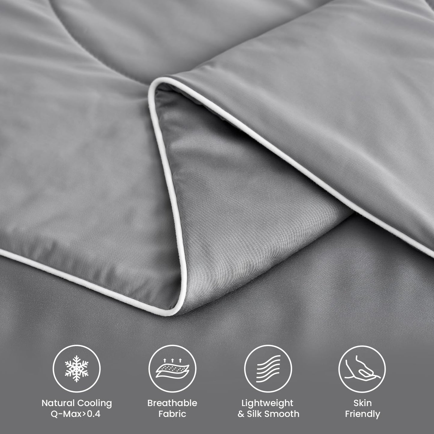 Snuggle Sac Cooling Comforter Twin Size, Breathable Cooling Blankets for Hot Sleepers and Night Sweats, Summer Comforters for Twin Size Bed, Soft Lightweight Blankets, 68x90 Inches, Dark Grey