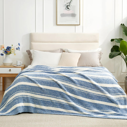 Snuggle Sac Heather Beige Throw Blankets Luxurious Microfiber Fabric, Reversible Super Soft Throws Warm Cozy Knit Fuzzy Plush Throw Blanket for Couch, Bed, Sofa, Camping, Beige,50x60 inches