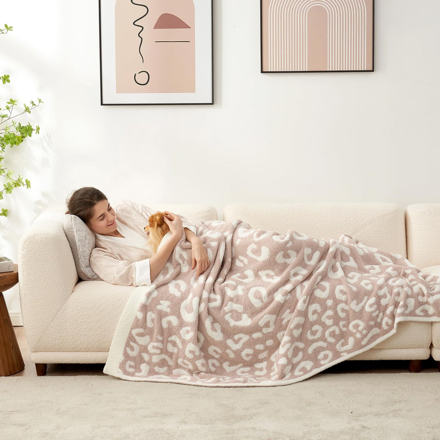 Snuggle Sac Ultra Soft, Warm Plush Blanket - Reversible Cheetah/Pink Leopard Throw, 50x60 inches
