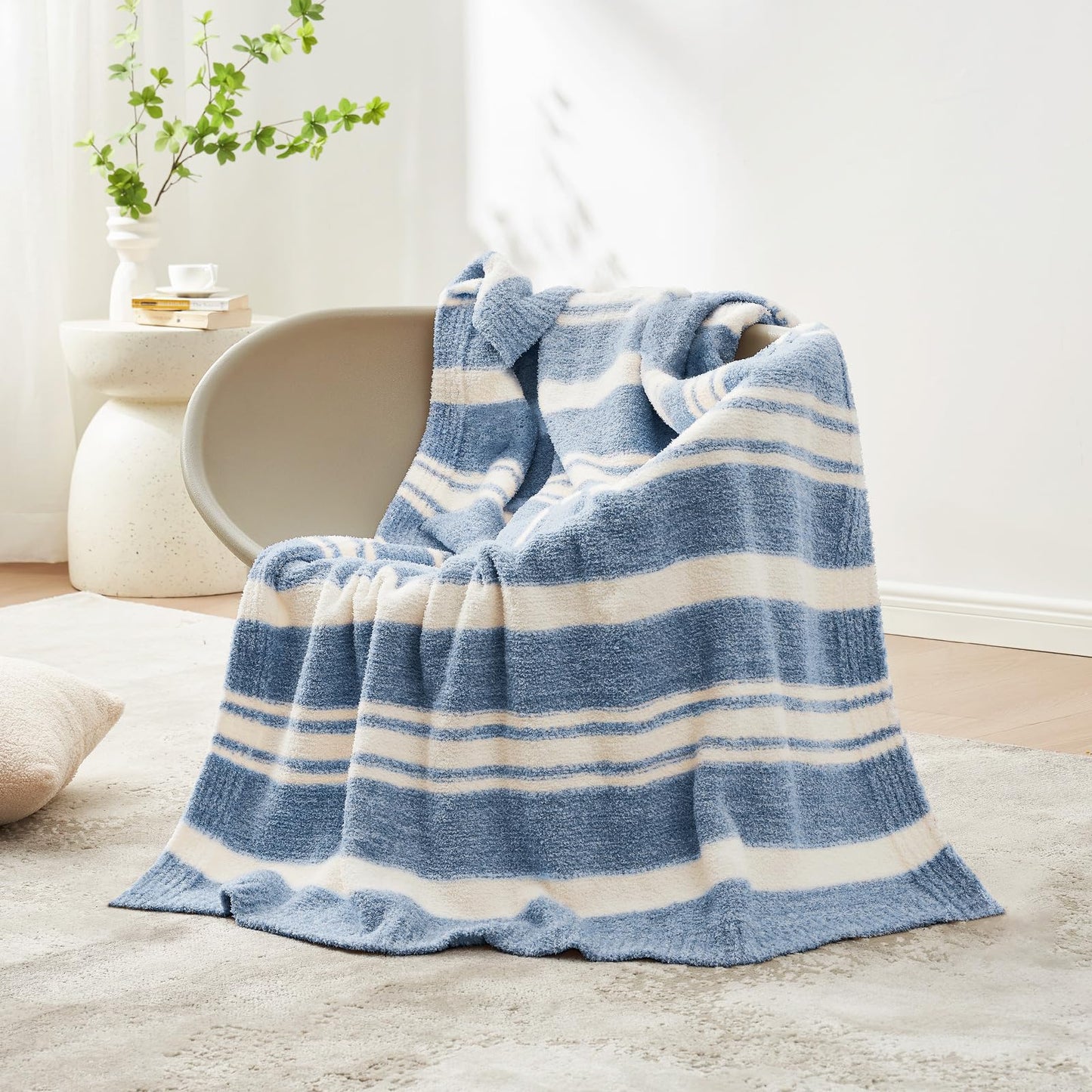 Snuggle Sac Buttery Grey Throw Blanket for Couch, Reversible Super Soft Warm Blankets Cozy Knit Fuzzy Plush Lightweight Throws for Sofa, Bed, Heather Grey, 50"x 60"