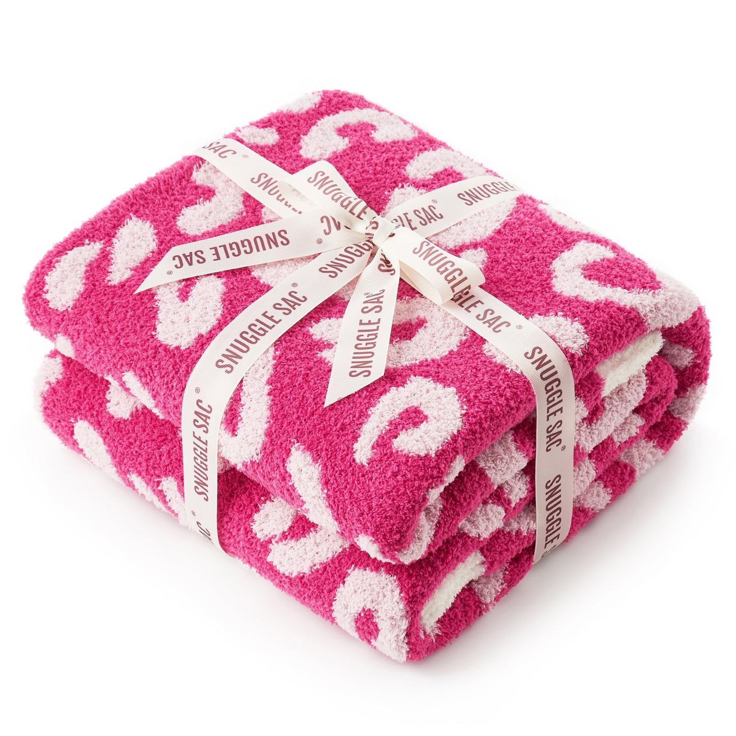 Snuggle Sac Ultra Soft, Warm Plush Blanket - Reversible Cheetah/Pink Leopard Throw, 50x60 inches