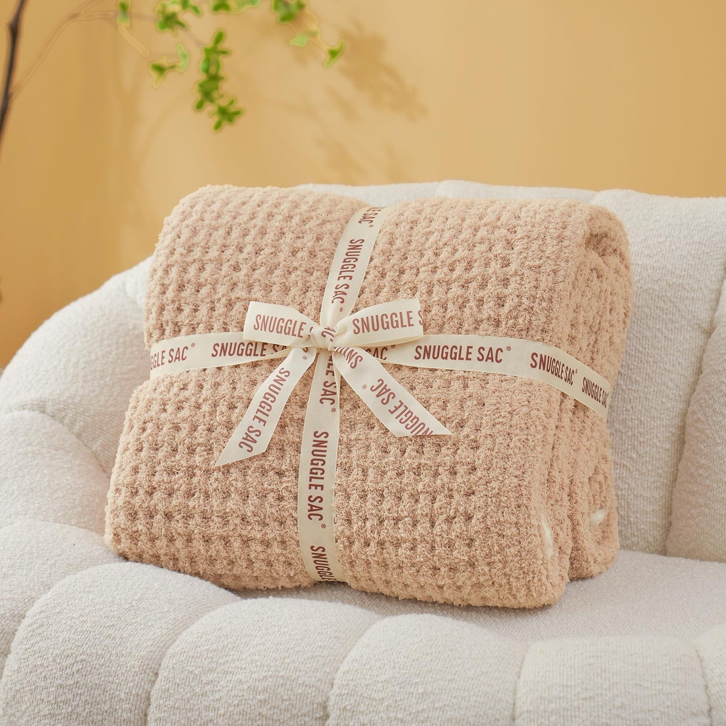 Snuggle Sac Ultra Soft Waffle Throw Blanket for Couch Bed Sofa 50x60 inches, Reversible Blue Blanket Microfiber Fluffy Fuzzy Cozy Knit Throws for Women Mothers Birthday Gifts